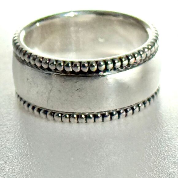 Tiffany I Love You Ring Beaded Milgrain 925 Silver Wide Band - Sz 4 - Picture 9 of 14